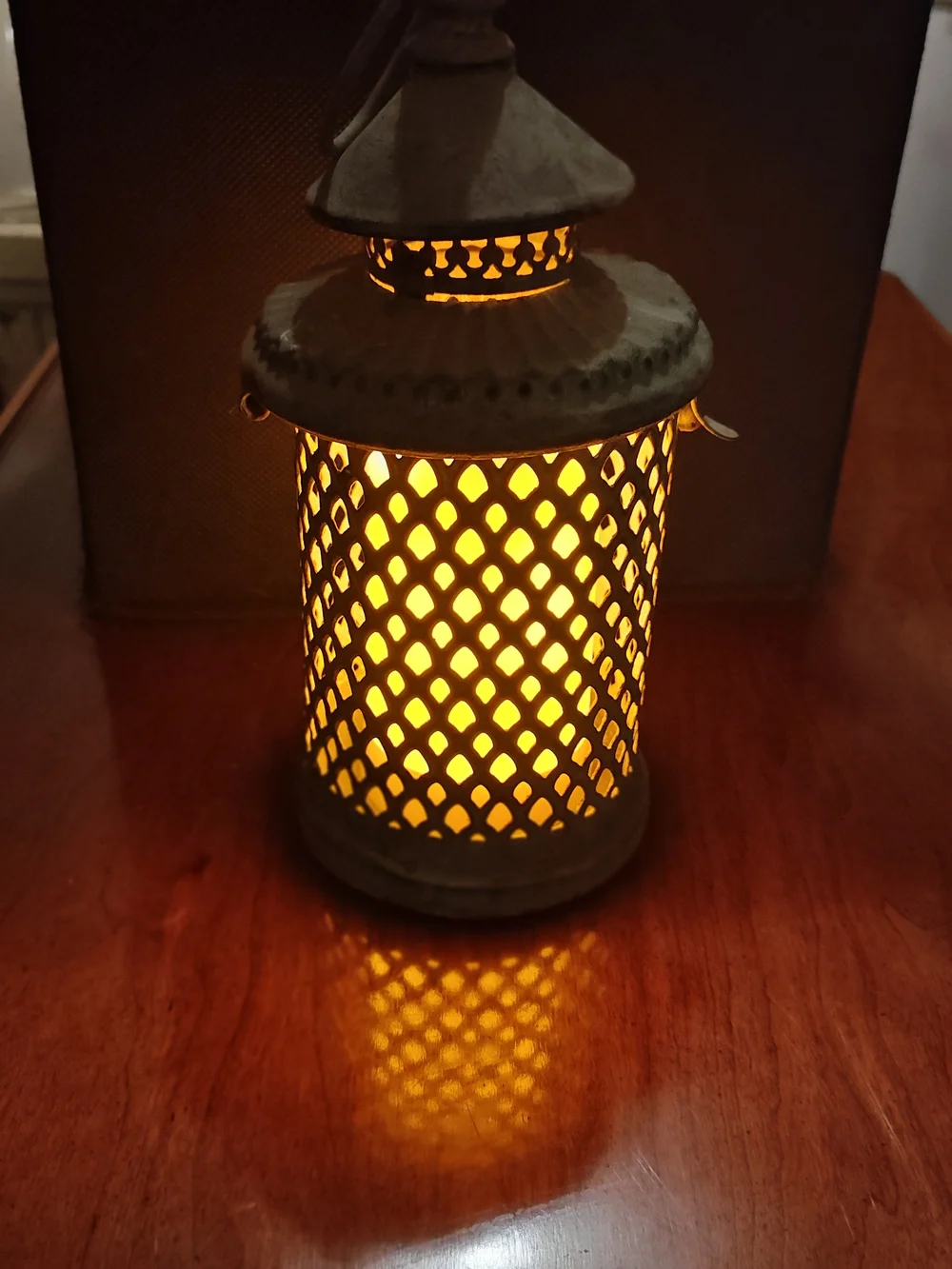 Rustic Metal Lantern with Lattice Pattern - Picture 2 of 11